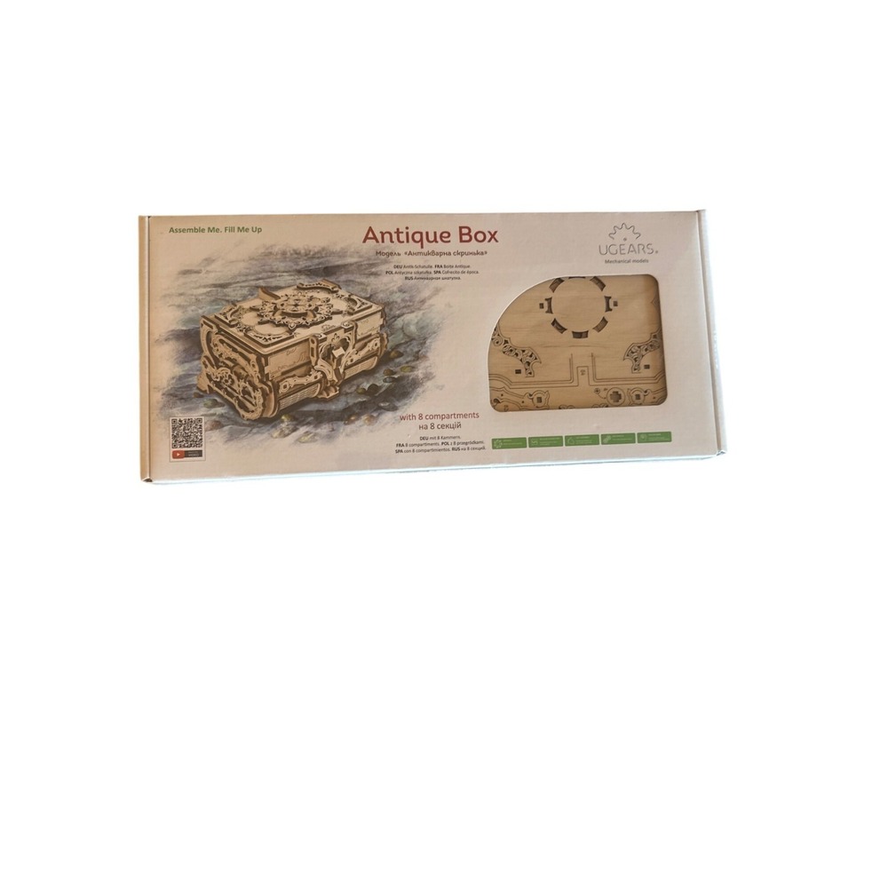 Ugears Mechanical Antique Box Model Kit With 8 Compartments